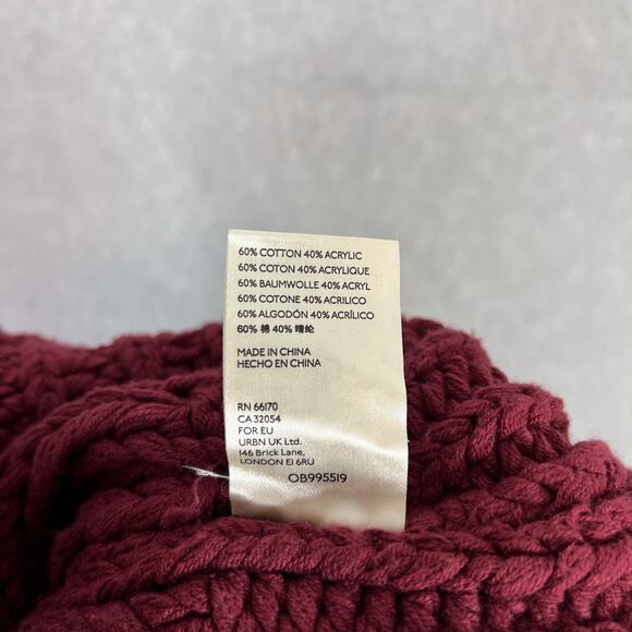 Free People Burgundy My Only Sunshine Chunky Mock Neck Sweater Size XL - Picture 7 of 8